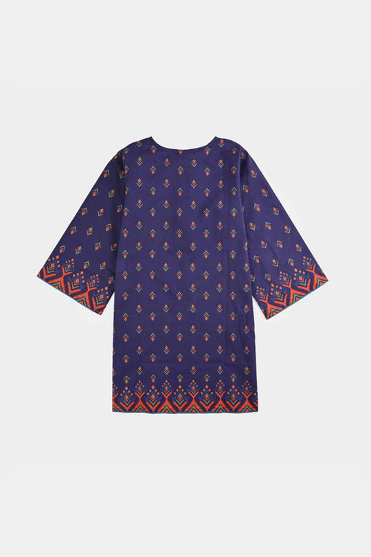Girls Cotton Printed Kurti Ikat - Purple