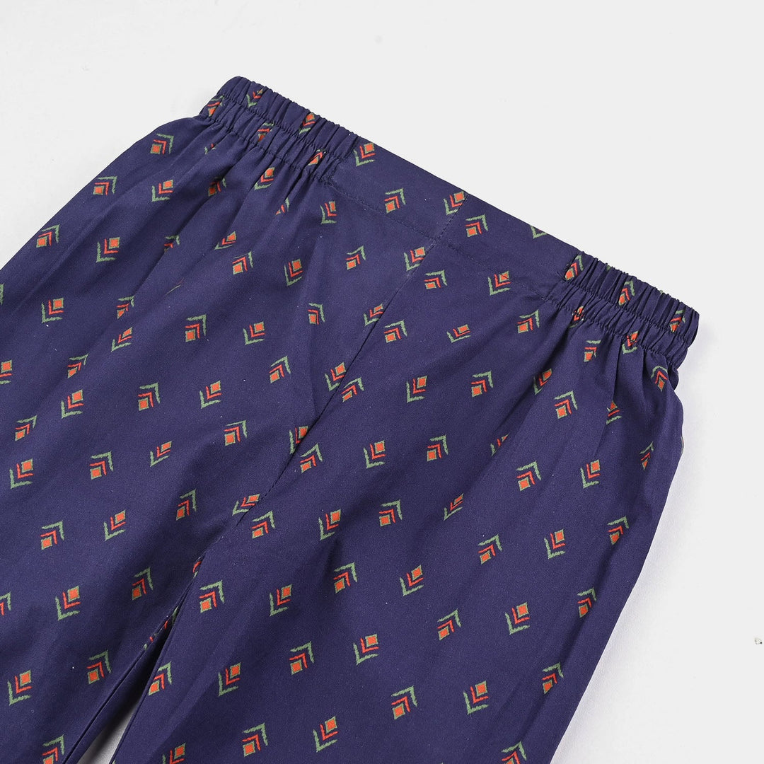 Girls Cotton Printed Pant IKAT - Purple