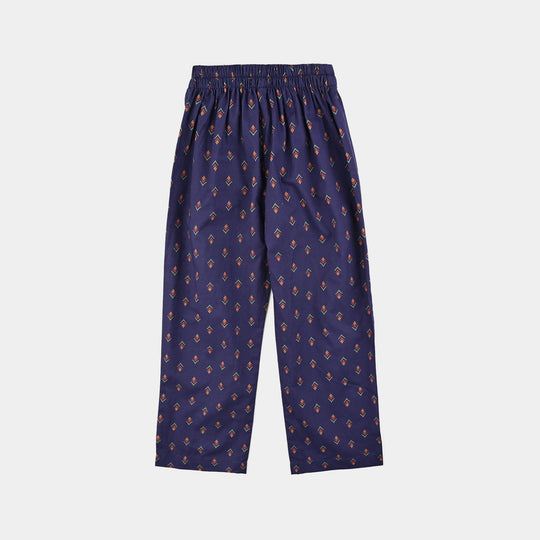 Girls Cotton Printed Pant IKAT - Purple