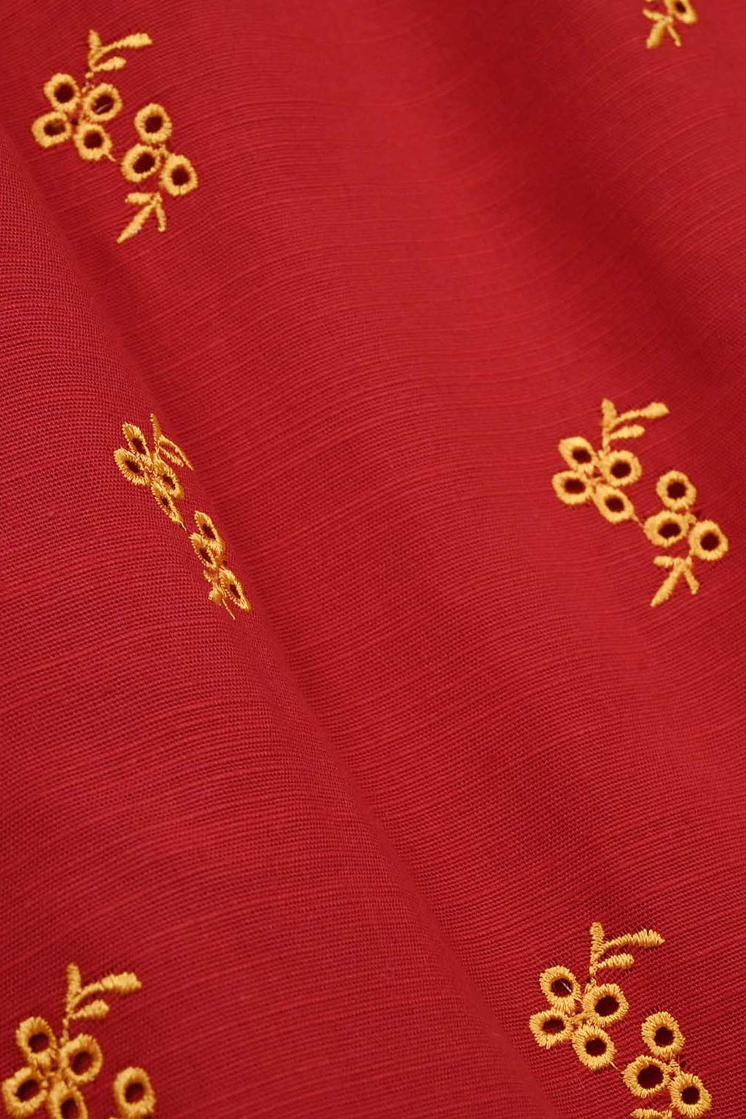 Girls Raw Silk Emb Kurti - Maroon