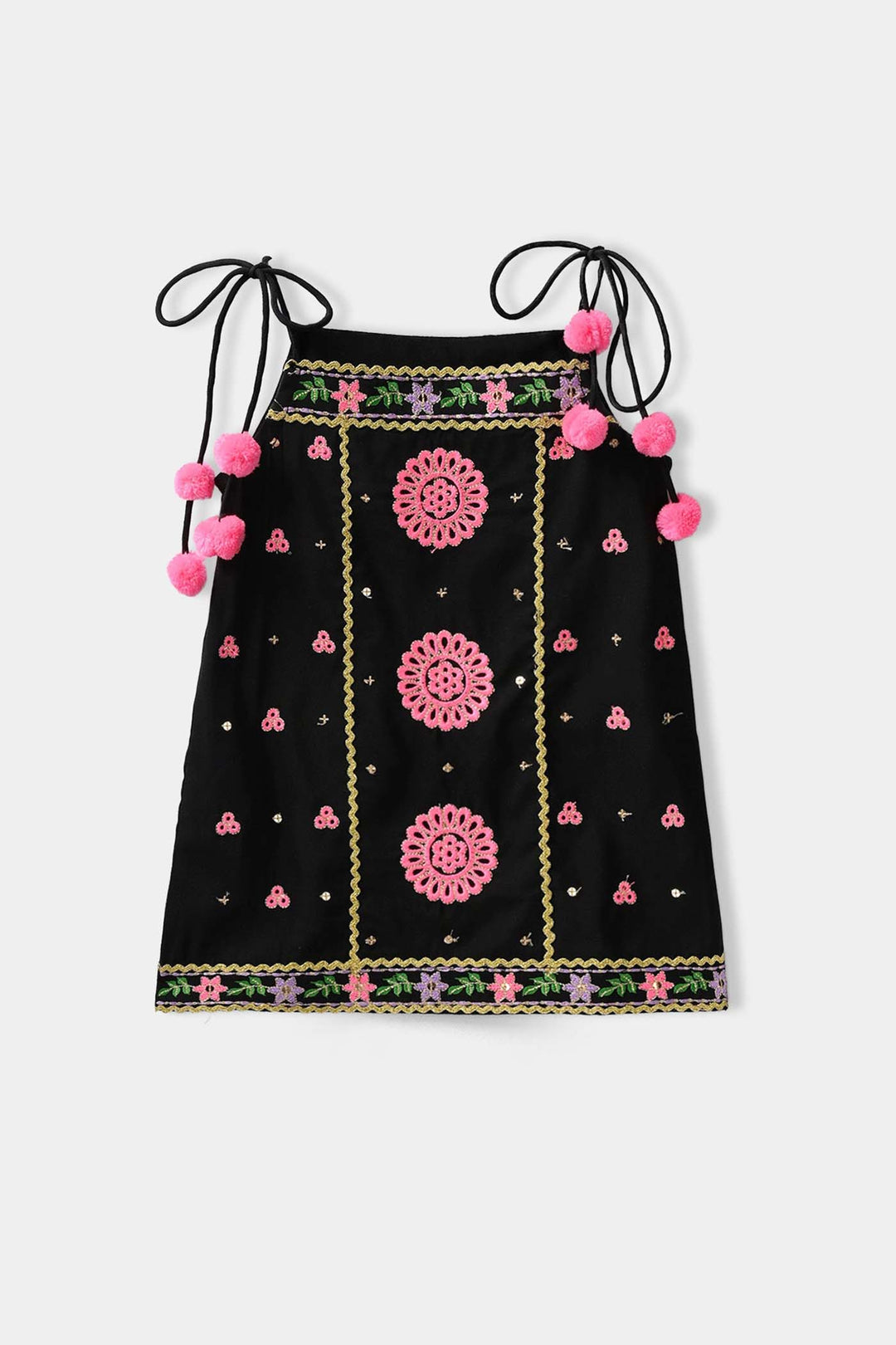 Infant Girls Raw Silk 2-Piece Set (Mah-E-Rang) - Black