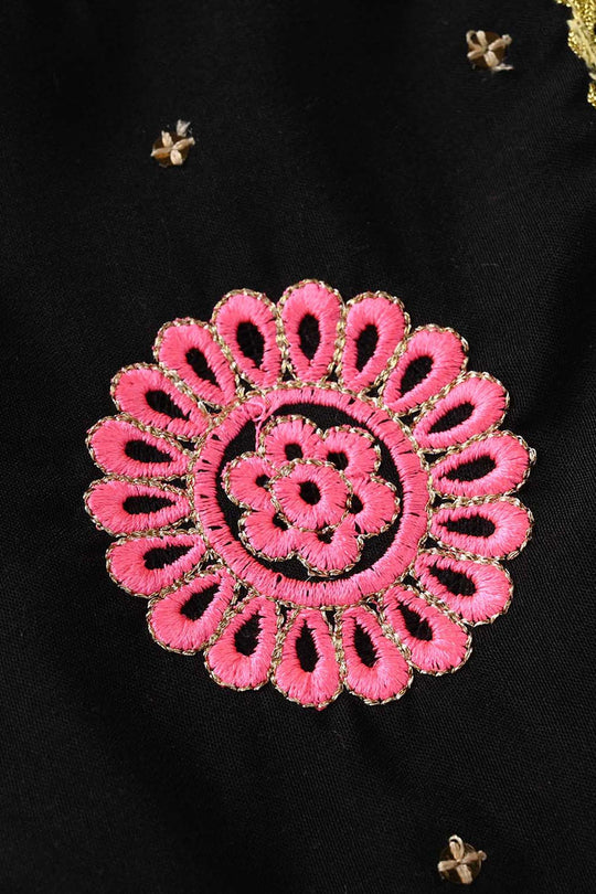 Infant Girls Raw Silk 2-Piece Set (Mah-E-Rang) - Black