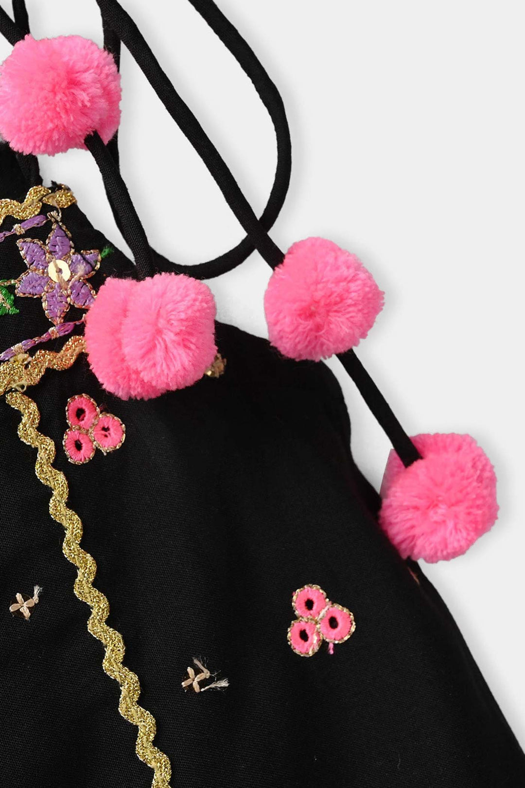 Infant Girls Raw Silk 2-Piece Set (Mah-E-Rang) - Black