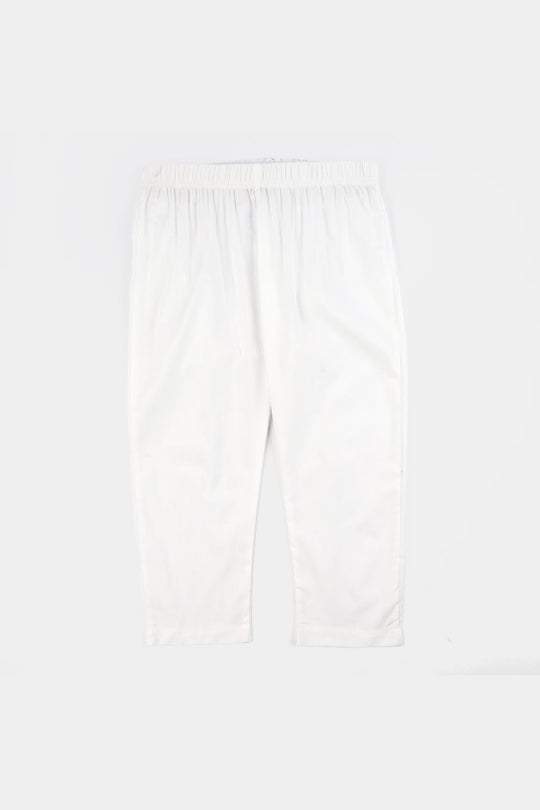 Girls Cotton Casual Basic Pants - White