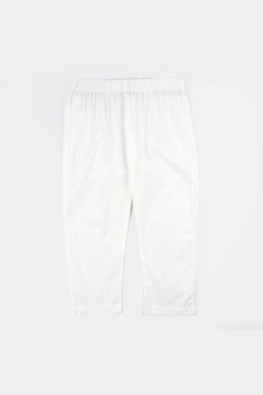 Girls Cotton Casual Basic Pants - White