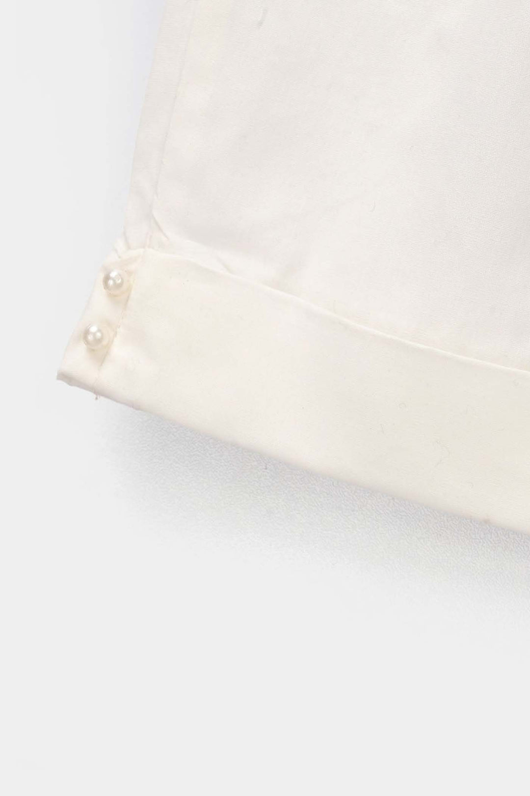 Girls Cotton Pant Cuff - White