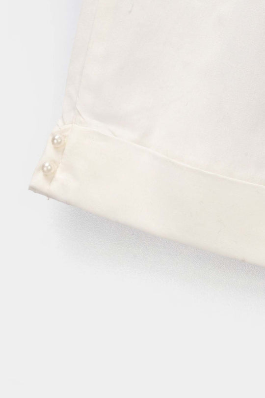 Girls Cotton Pant Cuff - White