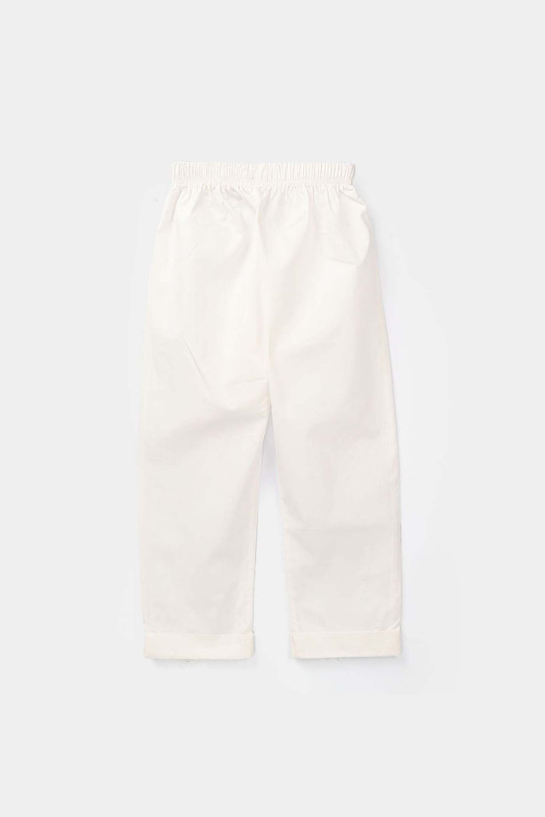 Girls Cotton Pant Cuff - White