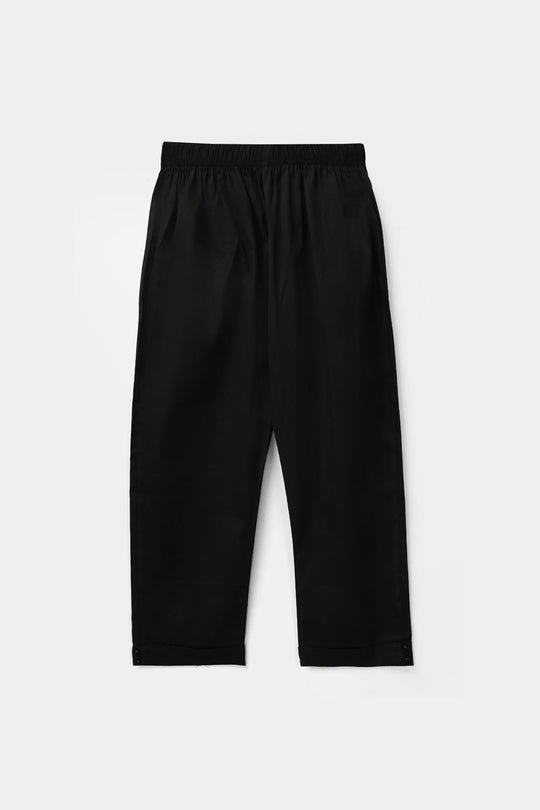 Girls Cotton Pant Cuff - Black