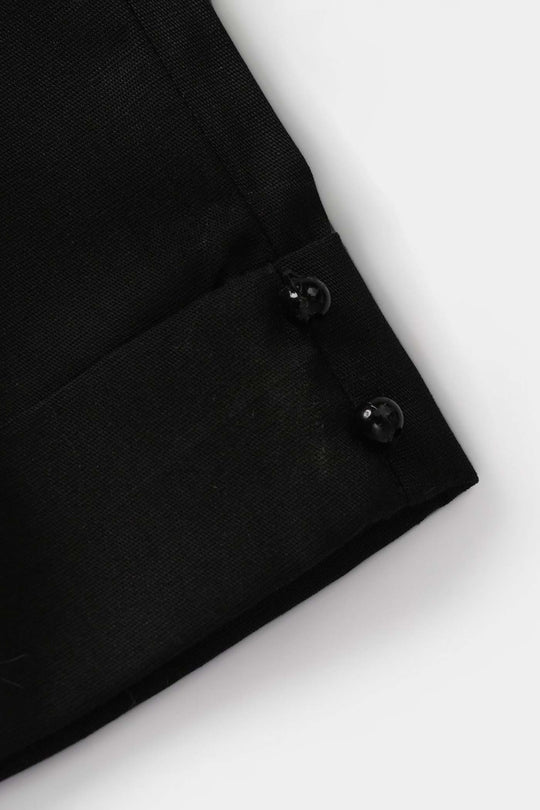 Girls Cotton Pant Cuff - Black