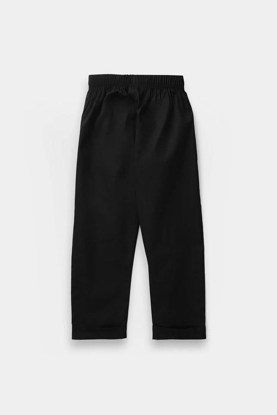 Girls Cotton Pant Cuff - Black