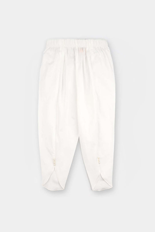 Girls Cotton Tulip Pant-White