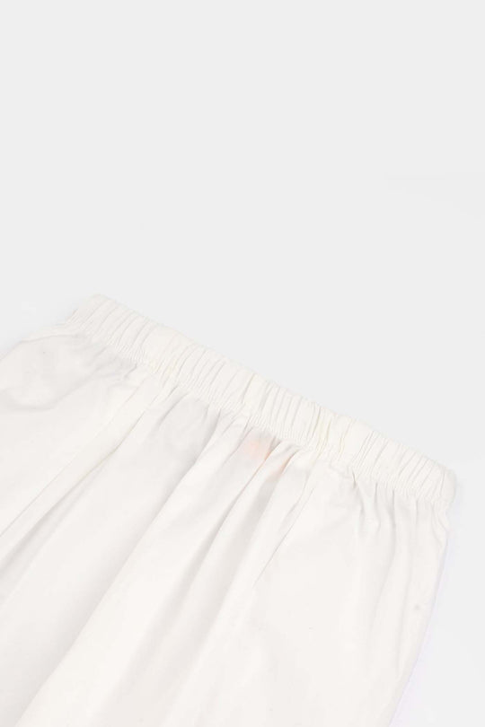 Girls Cotton Tulip Pant-White