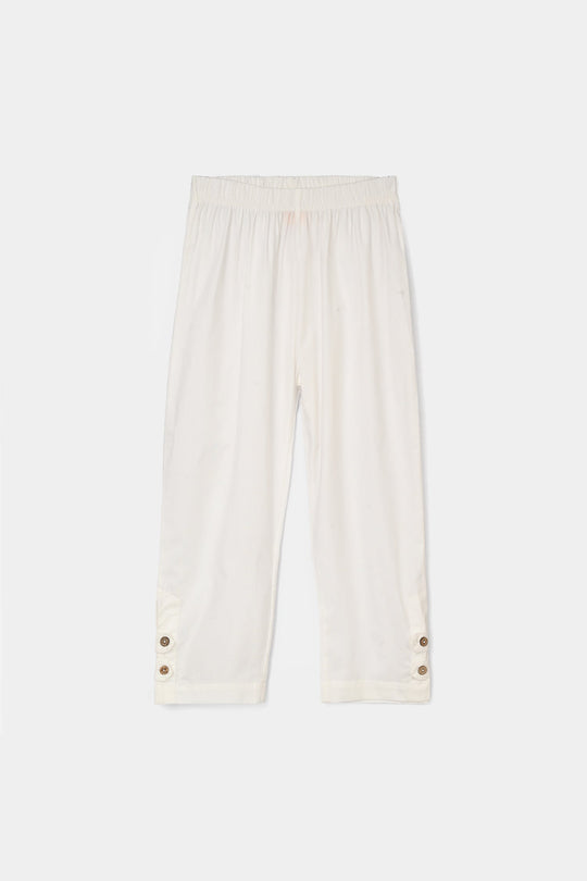 Girls Cotton Pants - White