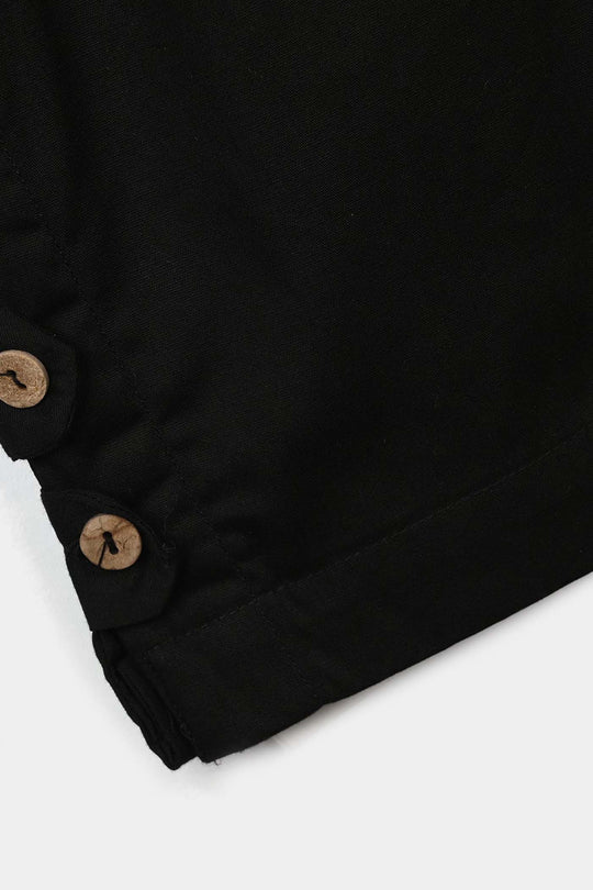 Girls Cotton Pant One Side-BLACK