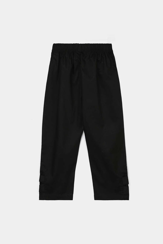 Girls Cotton Pant One Side-BLACK