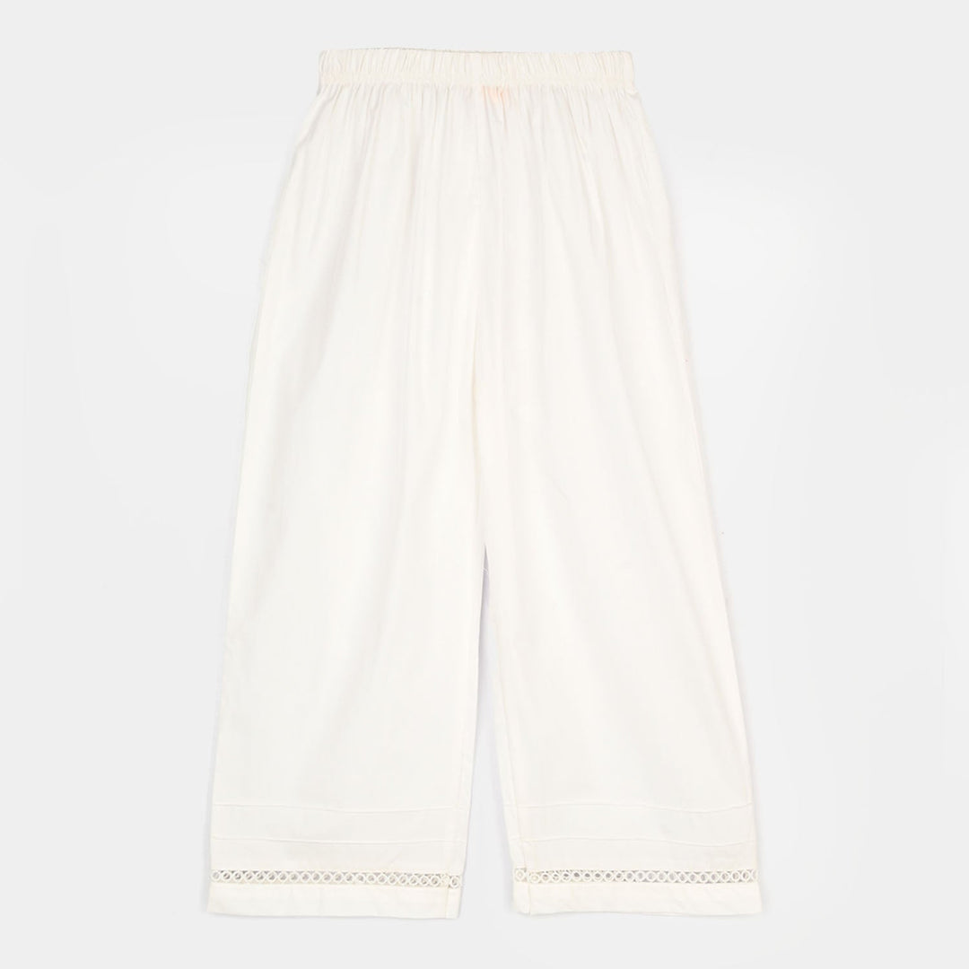 Girls Cotton Culotte Pintex - White