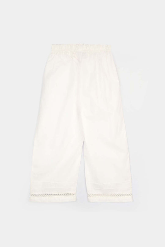 Girls Cotton Culotte Pintex - White