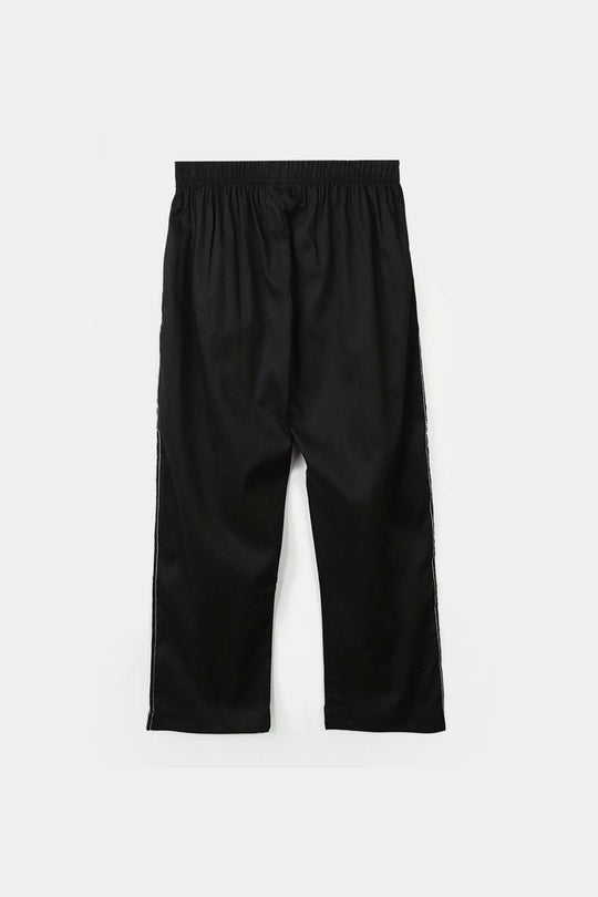 Girls Cotton Pant Stitches - Black