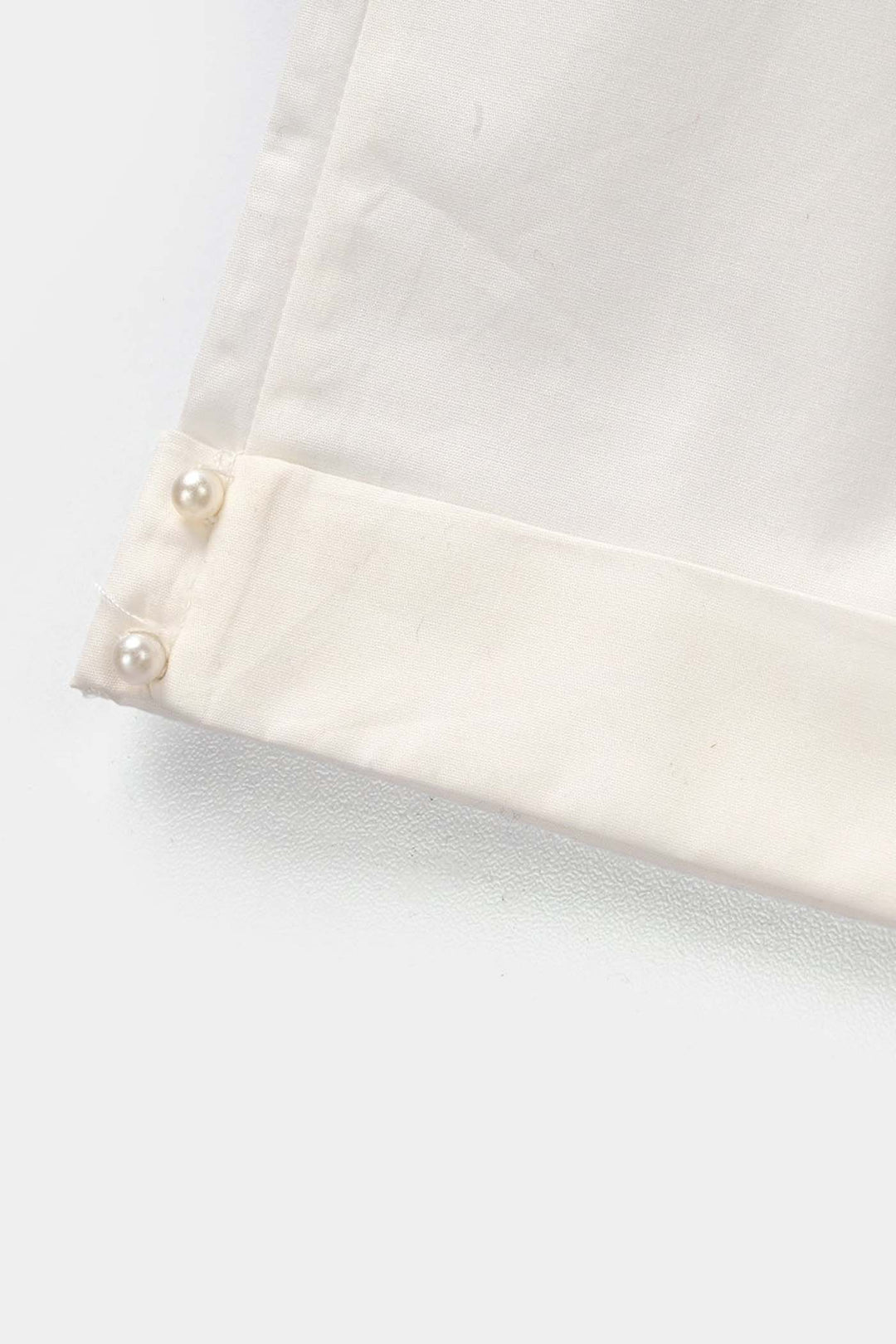 Infant Girls Cotton Pant Cuff - White