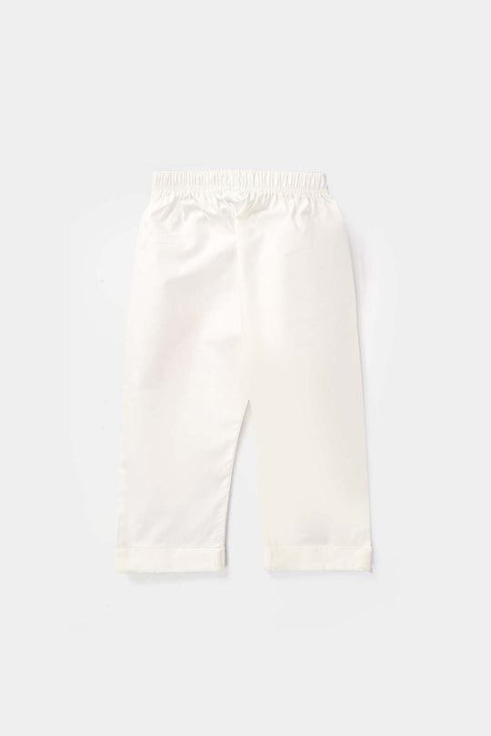 Infant Girls Cotton Pant Cuff - White