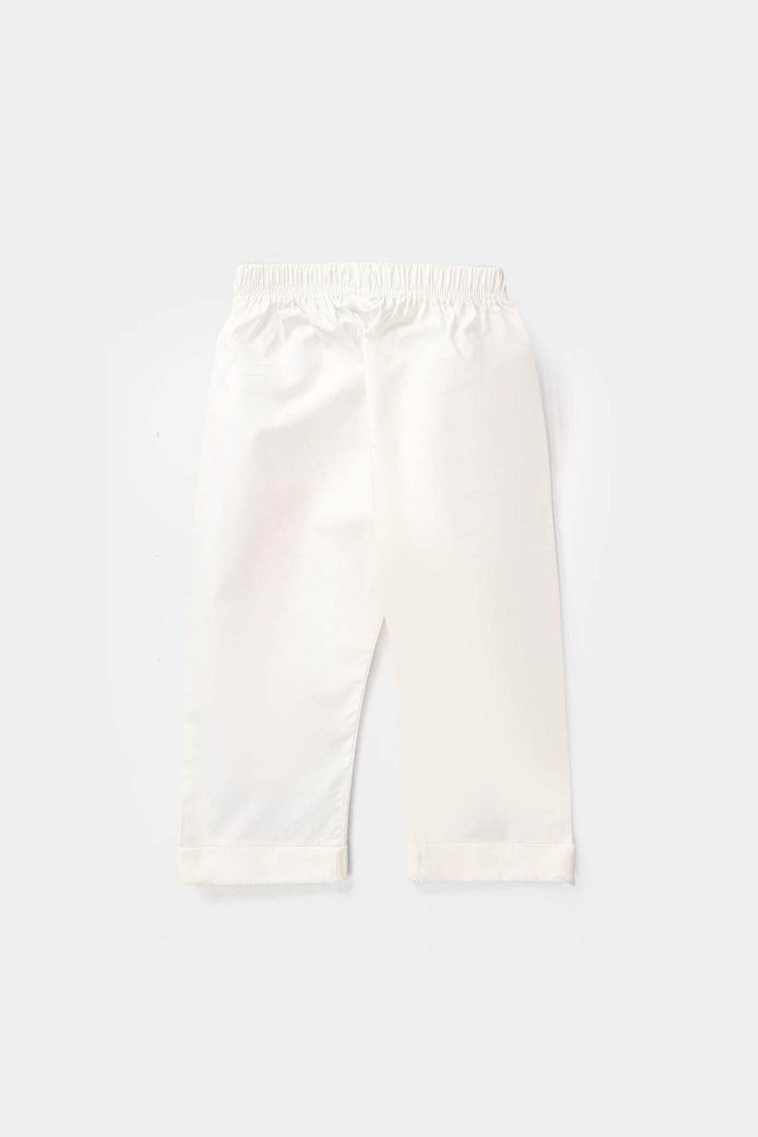 Infant Girls Cotton Pant Cuff - White