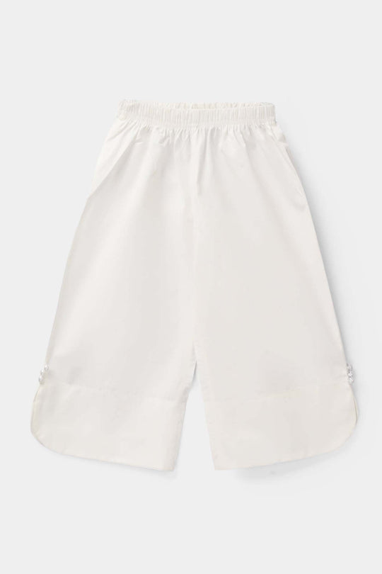 Infant Girls Cotton Culottes Round (White)