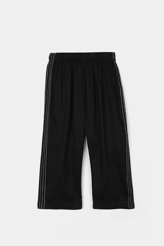 Infant Girls Cotton Pant Stitches - Black