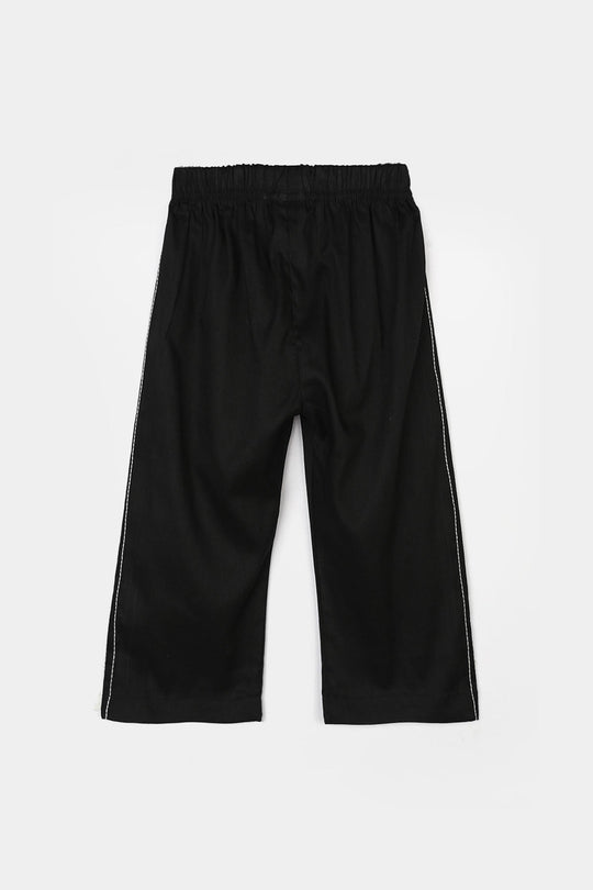 Infant Girls Cotton Pant Stitches - Black