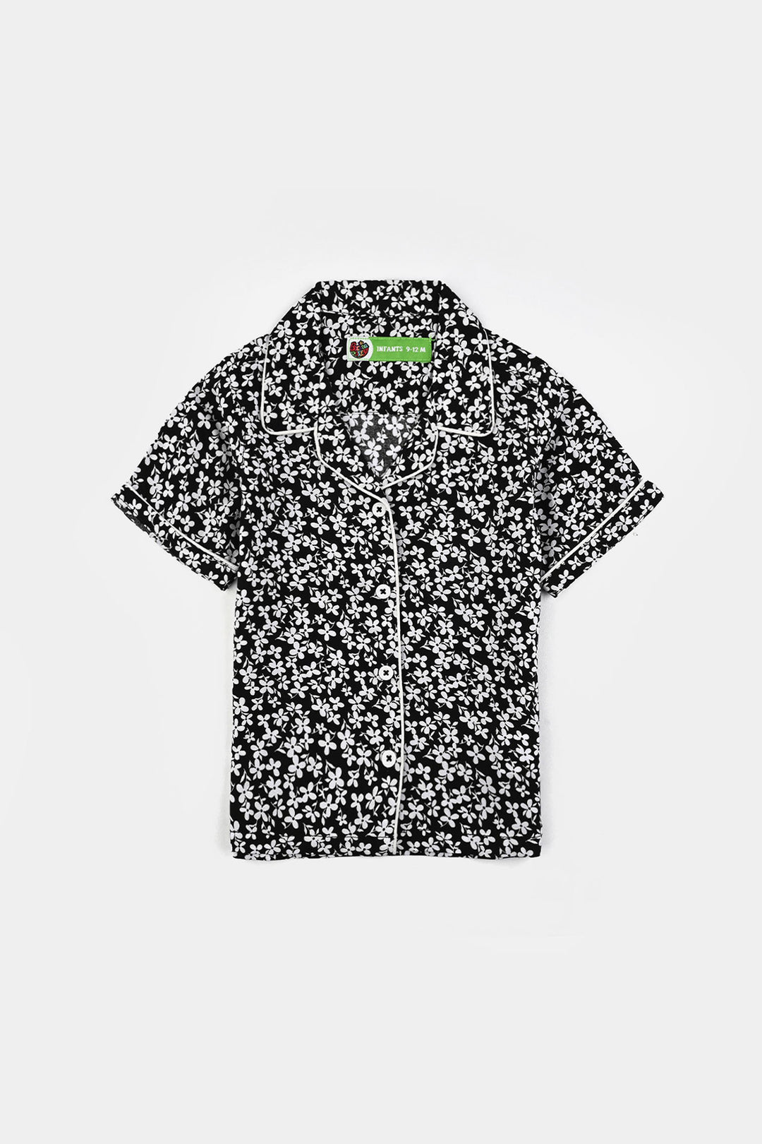 Infant Girls Viscose Night Suit - Floral - Black