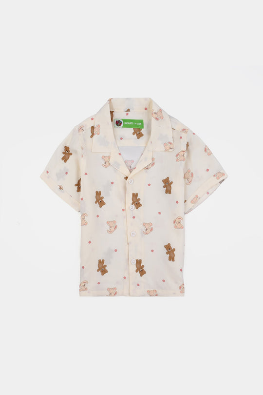 Infant Boys Viscose Night Suit (Teddy) - Off White