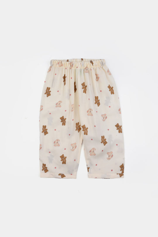 Infant Boys Viscose Night Suit (Teddy) - Off White