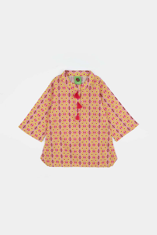 Infant Girls Cotton Printed 2Pcs Ikhat-Multi