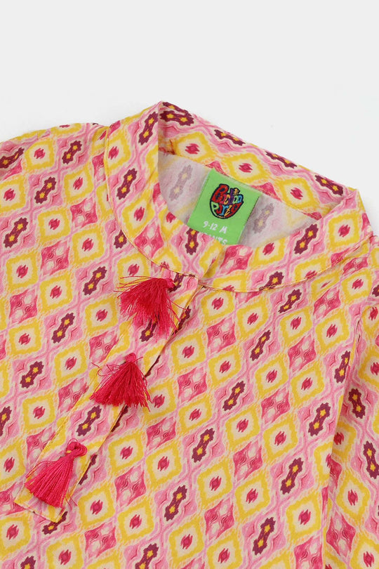 Infant Girls Cotton Printed 2Pcs Ikhat-Multi