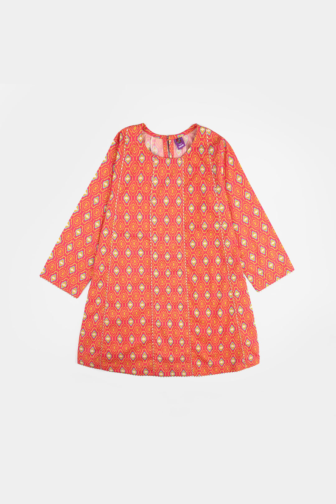 Girls Cotton Printed 3Pcs Pink Koti-Multi