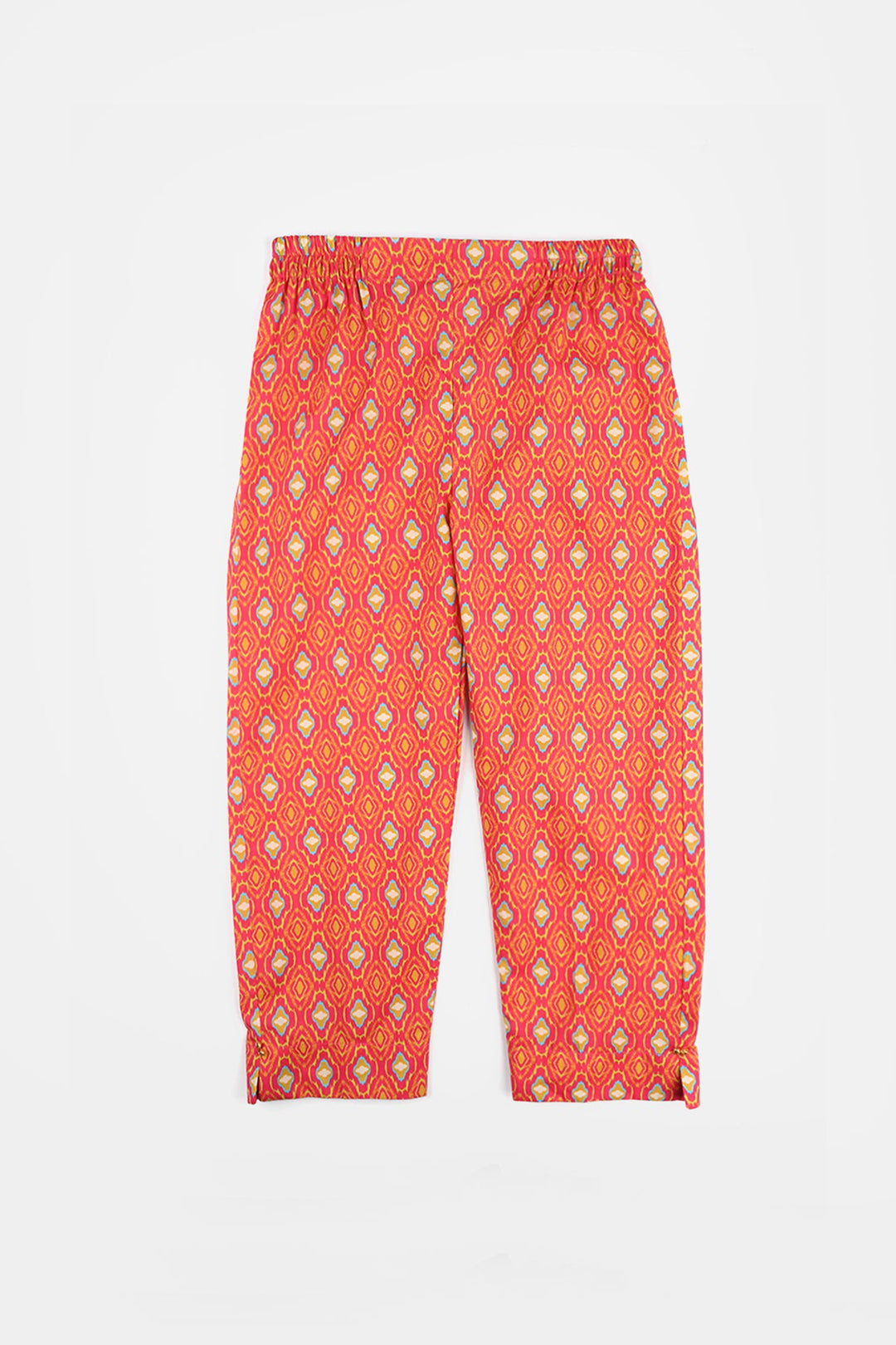 Girls Cotton Printed 3Pcs Pink Koti-Multi