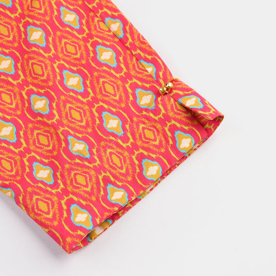 Teens Girls Cotton Printed 3Pcs Pink Koti-Multi