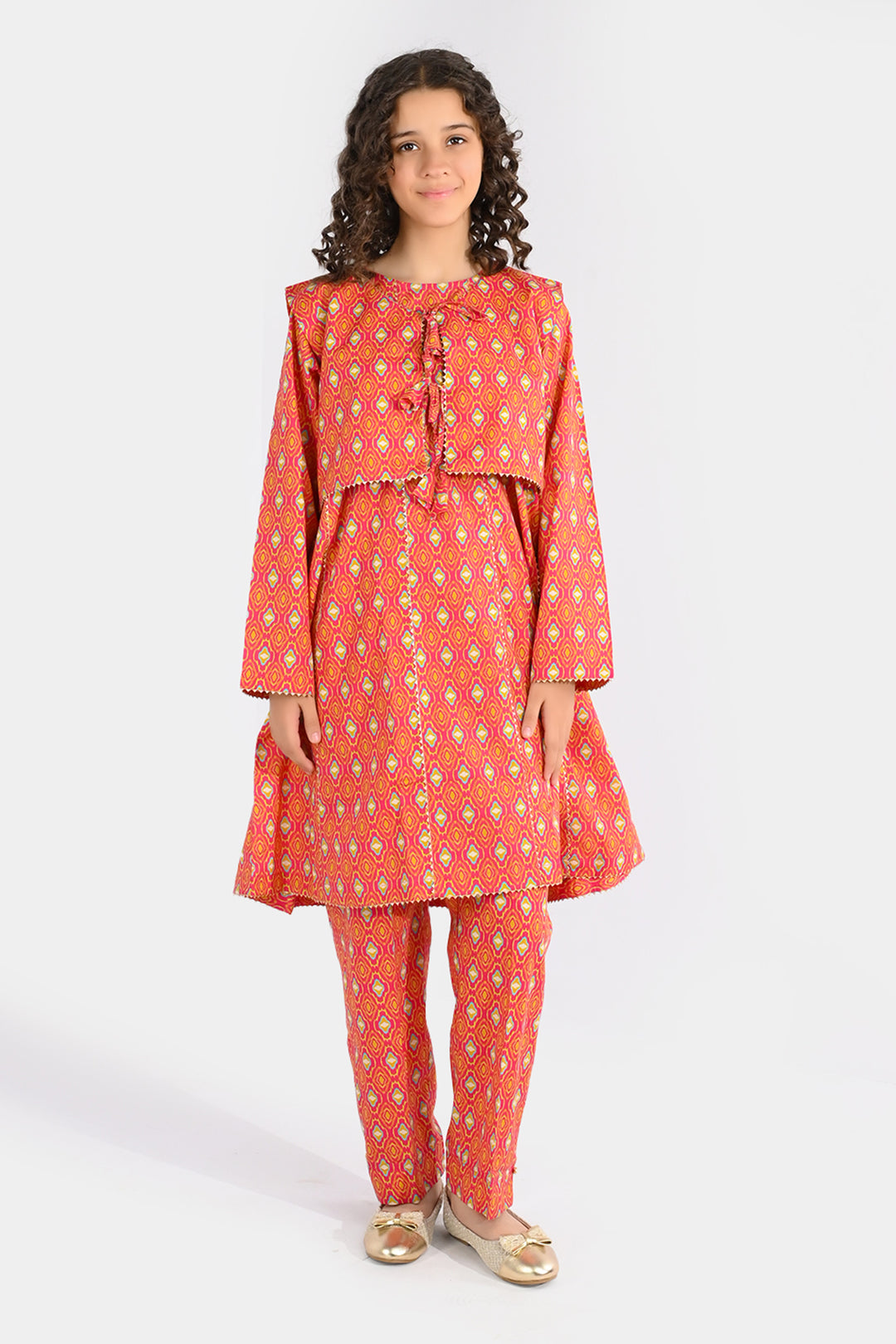 Girls Cotton Printed 3Pcs (Koti) - Multi