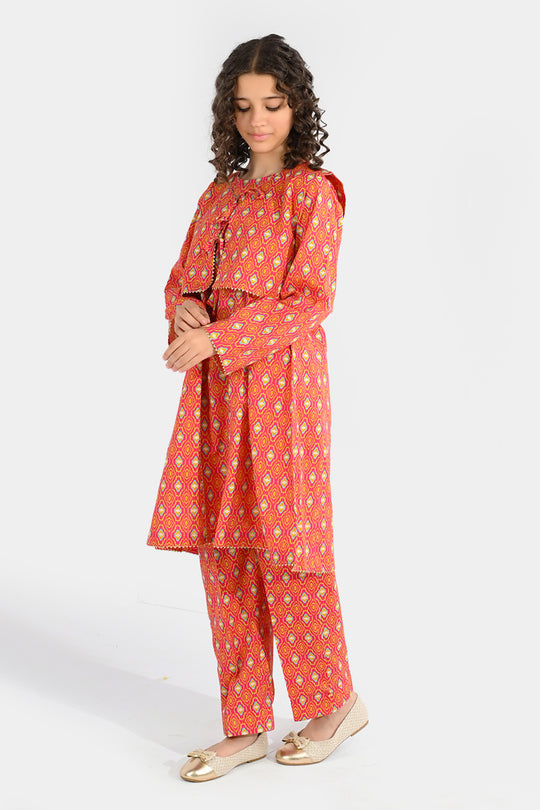 Girls Cotton Printed 3Pcs (Koti) - Multi