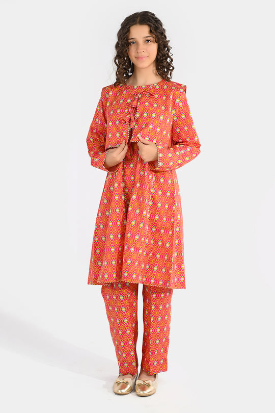 Girls Cotton Printed 3Pcs (Koti) - Multi