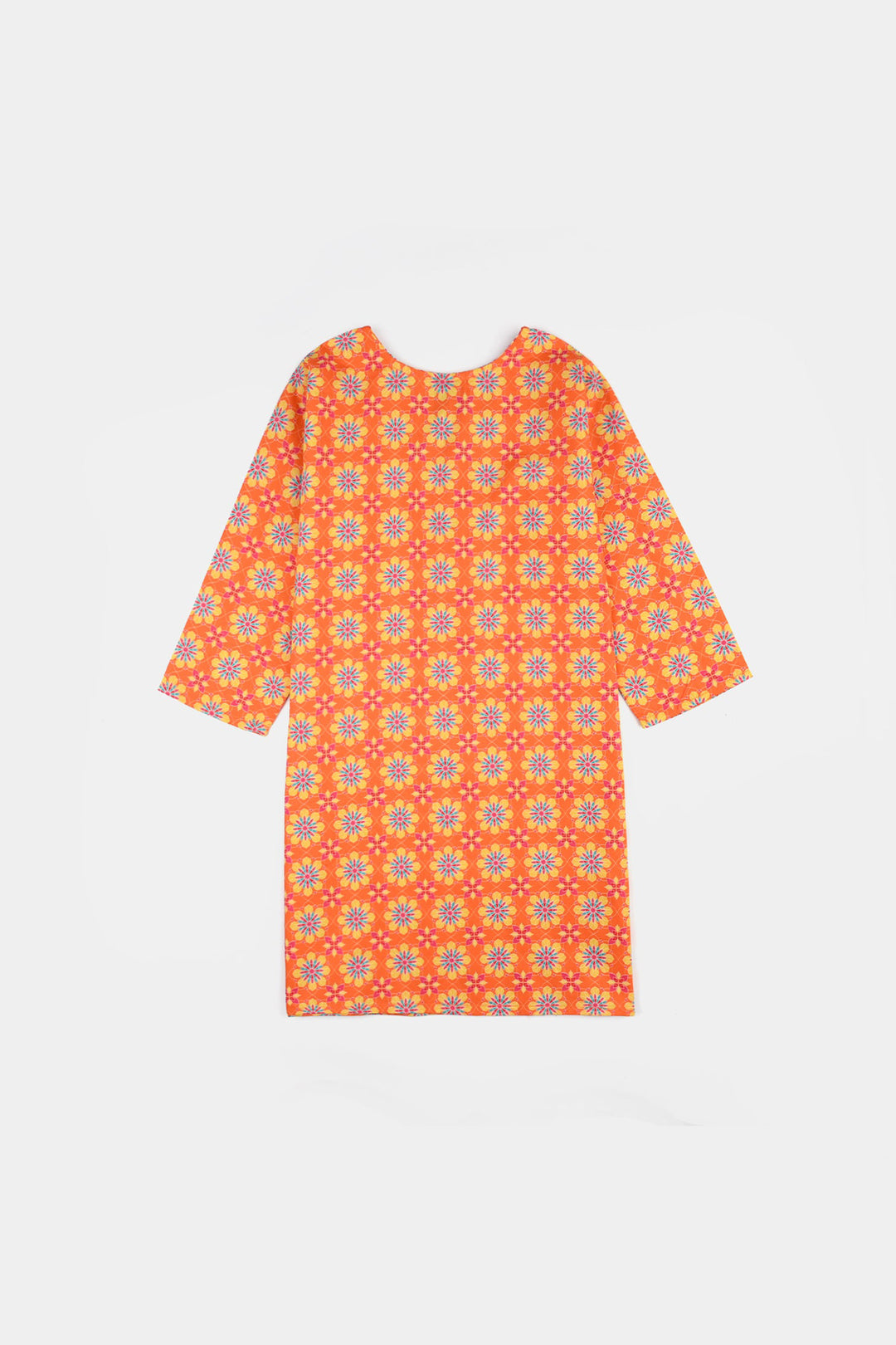 Girls Cotton Printed 2Pcs Orchid-ORANGE