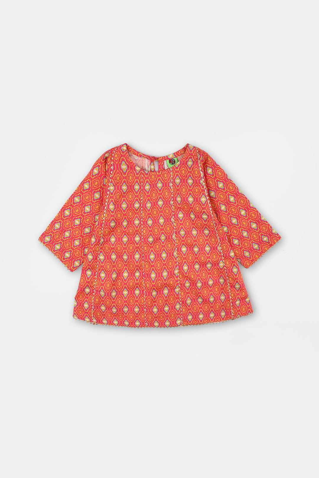 Infant Girls Cotton Printed 3Pcs Pink Koti - Multi