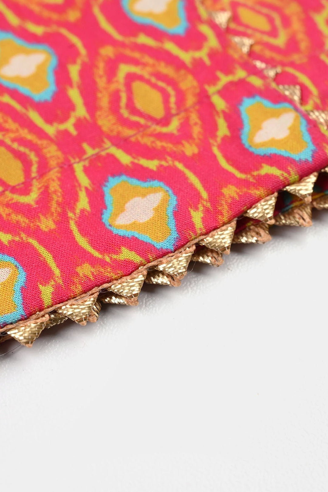 Infant Girls Cotton Printed 3Pcs Pink Koti - Multi