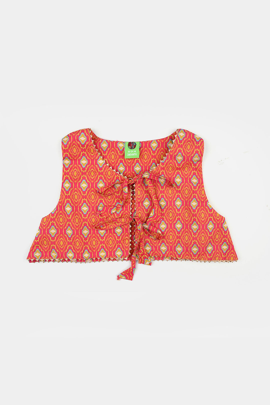 Infant Girls Cotton Printed 3Pcs Pink Koti - Multi