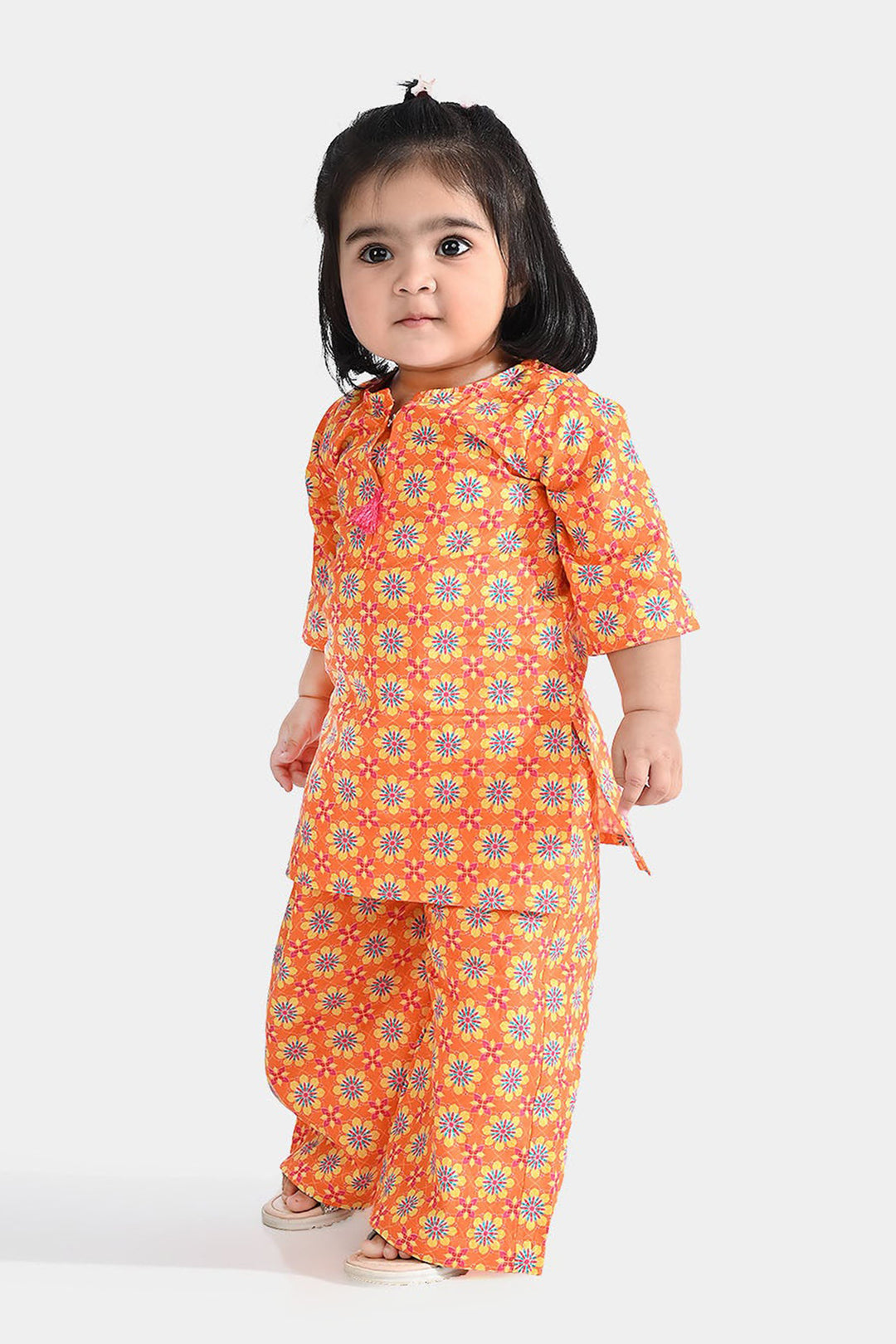 Infant Girls Cotton Printed 2Pcs Orchid - Orange