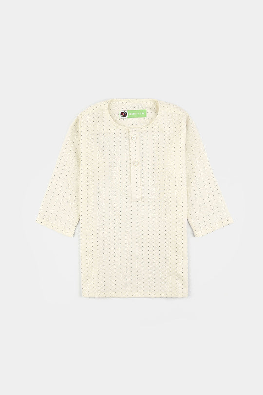 Infant Boys Poly  Viscose Kurta Pajama - Cream