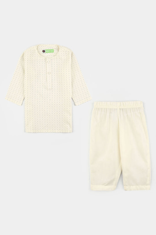 Infant Boys Poly  Viscose Kurta Pajama - Cream