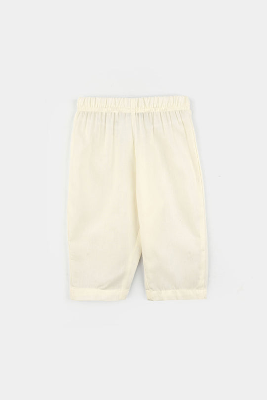 Infant Boys Poly  Viscose Kurta Pajama - Cream