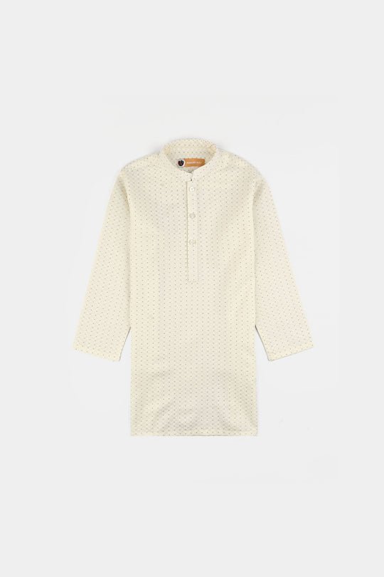 Boys Poly Viscose Kurta Pajama (Elegant)-Cream