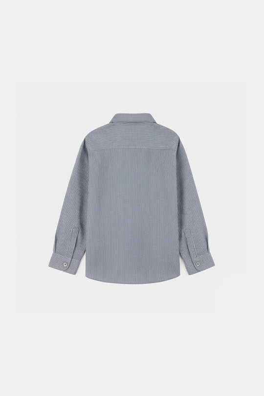 Infant Boys Yarn Dyed Formal Shirt-Grey Stripe